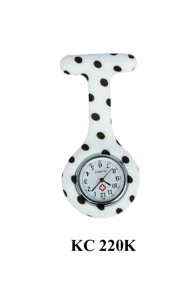 KC 220K Nurse Pin - White w/ Black Polka Dots